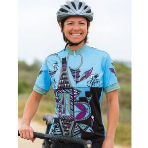 Performance Bike Cycling Jersey Shirt Womens Sz L Kokopelli Cycle Design Graphic